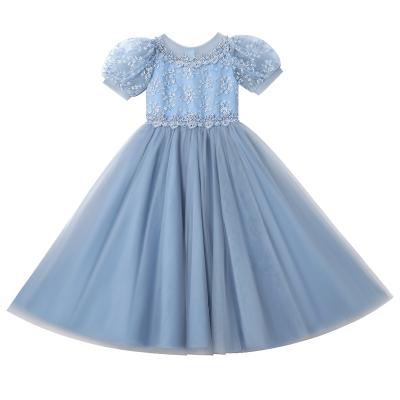 China New 8901 Summer Lovely Small Children's Queen Bridesmaid Mesh Sleeve Piano Birthday Party Puff Washable Dresses Casual for sale