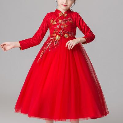 China Hot Sale Fashion Breathable Bridesmaid Dress Princess Kids Girls Clothes Girls Party Birthday Wedding Chinese Style Dress for sale