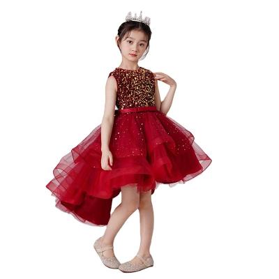 China A88 washable 2022 summer new sleeveless sequin decorative mesh dress princess piano performance girls tow dresses for sale