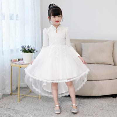 China Wholesale Breathable Flower Patterns Special Sleeve Holder Collar Long Kids Dress Vintage Lace Girls Trailing Dresses for sale