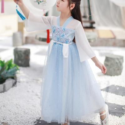 China Hot Sale Summer Breathable Bridesmaid Dress Princess Chinese Style Hanfu Clothes Princess Wedding Dress Party Birthday Babies Casual for sale