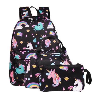 China Cute Waterproof Teen Students Bookbag Girls Backpack Overall Child's School Bag With Lunch Bag Pencil Case for sale