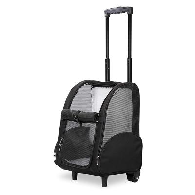 China Large Capacity Viable Durable Portable Travel Trolley Outdoor Wheeled Pet Carrier Bag For Cats Purses Small Animals for sale