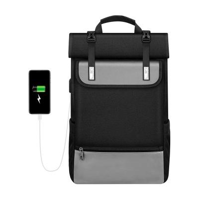 China With USB Large Capacity Waterproof Expandable Cylinder Office Sports Travel Backpack Daypack Laptop Backpack With USB Charging Port for sale