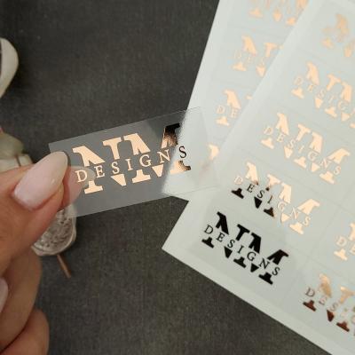 China Waterproof custom transparent pp vinyl label sticker for cosmetic clear bottle with stamping gold foil logo label sticker for sale