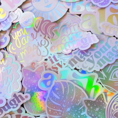 China Yimai Waterproof Matte Stickers Custom Die Cut Business / Vinyl Transfer Vinyl Glassy Waterproof Foil Stickers Small For Gift Fast Ship for sale