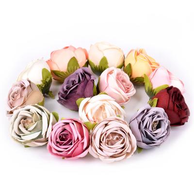 China Artificial Flower Beautiful Small Flower Bud Silk Head Colorful Artificial Fabric DIY Roses Handmade Materials For Wedding Party Home Decoration for sale