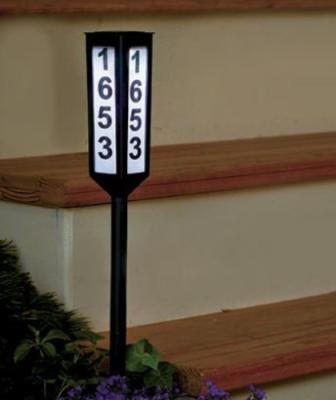 China Morden Solar Garden Light Plastic Solar House Number Stake Light Outdoor Home Pathway House Number Sign Light for sale