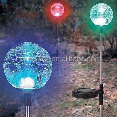 China Wholesale Cheap Garden Crackle Solar Color Changing Glass Ball Garden Lights for sale