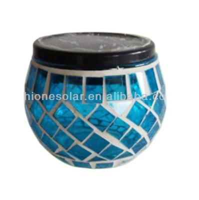 China Modern Outdoor Colorful Glass Mosaic Solar Pot Light Solar Crack Pot Light for sale