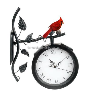 China HOME red bird led garden solar clock for sale