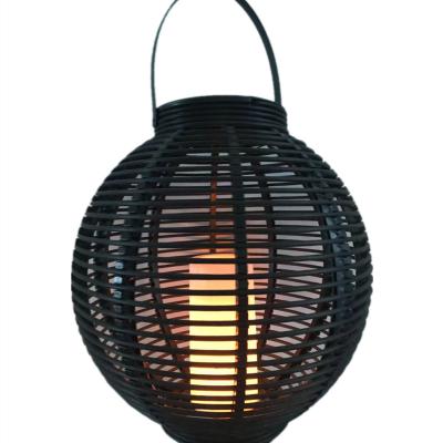 China Modern Round Shape Rattan Solar Lantern for sale