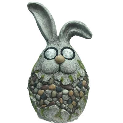 China Modern Home Outdoor Indoor Decorative Solar Garden Light Resin Eggs Rabbit Solar Rabbit Light Led Solar Garden Ornaments for sale