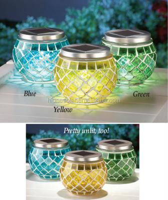 China Modern High Quality Modern Glass Solar Outdoor Solar Pot Mosaic Light Glass Mosaic Accent Light for sale