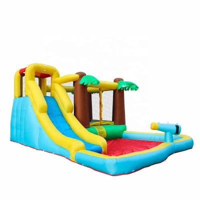 China Oxford Cloth Fun Air Slide Palm Bounce House Inflatable Water Slide With Blower for sale