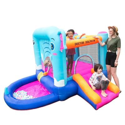 China Oxford Cloth Business Cheap Character Inflatable Blue Bouncy Castle For Sale Commercial Inflatable Bouncer Elephant Kids Animal Pool Party for sale