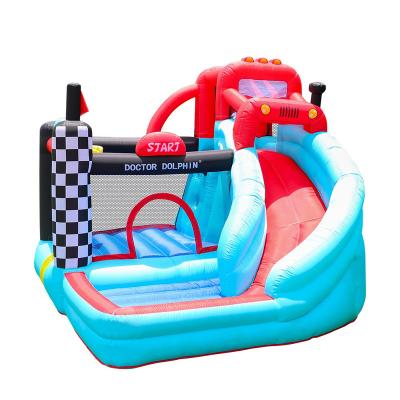 China Oxford Cloth Doctor Dolphin Car Inflatable Bouncer Trampoline with Slide Air Cushion Theme Jumping for Indoor and Outdoor Kids for sale