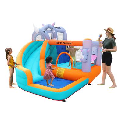 China Oxford Cloth Rhino Bouncer House Bouncer Bouncy Castle Jumping House For Sale Western Customized Sea And Custom Props Logo for sale