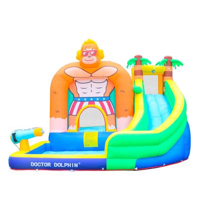 China Oxford Cloth Jungle Monkey Inflatable Bounce House Jump Castle With Slides Hot Sale Indoor And Outdoor Unisex With Water Slide for sale