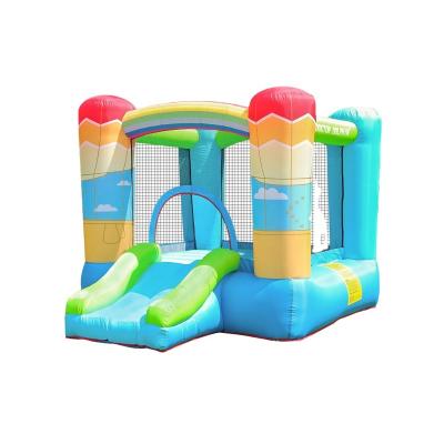 China 420D Oxford And PVC Tarpaulin Colorful Rainbow Castle Water Bounce House Inflatable Bouncy Castle With Slide for sale