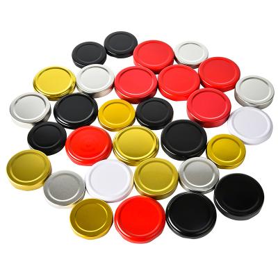 China Non Spill 38mm/42mm/53mm/63mm/70mm/82mm Metal Printed Hook Cap Twist Off Glass PVC BPA Free Jar Lids for sale