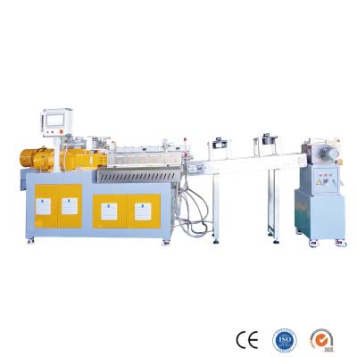 Κίνα Εργαστηριακή κλίμακα δίδυμη βίδα Extruder Starch Pellet Extruder Γραμμή με αεροψυγμένο ιμάντα μεταφοράς προς πώληση