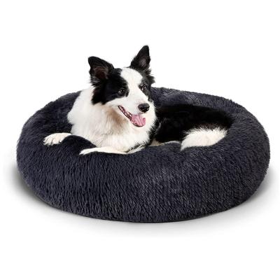 China Removable Warm Selling Faux Fur Pet Blanket Washable Super Soft Comfortable Donut Dog Bed For Big Dog Warm Round Customized Fluffy Plush Dog Bed for sale