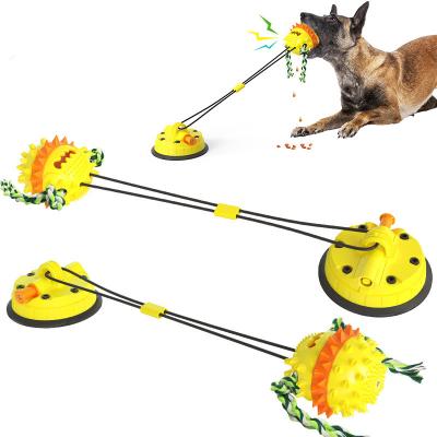 China New Design Sustainable Amazon Vacuum Sucker Traction Rope Dog Toy Suction Cup Pull Rope Ball for sale