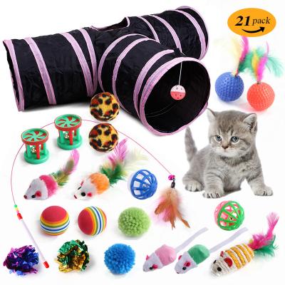 China Fun Liveable Goods Cat Toy Set Mouse Toy Gift Box Interactive Pet Tunnel For Best Cat Toy for sale