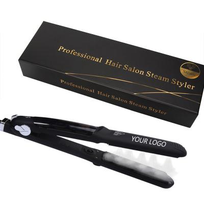 China New Design Barber Steam Pod Ceramic Flat Professional Car Iron Patented Steam Styling Hair Straightener for sale