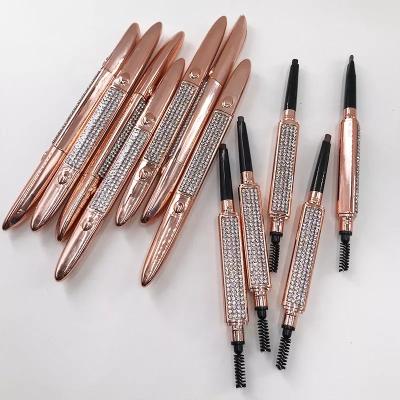 China MACTING Private Label Waterproof Makeup Diamond Eyebrow Pencil Automatic Waterproof Dual Head with Eyebrow Brush for sale