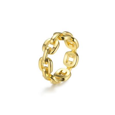 China MACTING 18K Gold European Chain and American Brass Plated High Quality CLASSIC Ring Simple Hollow Out Ring for sale