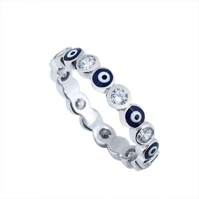 China MACTING CLASSICS Enamel Eye Ring Stackable 925 Sterling Silver Women Jewelry for sale