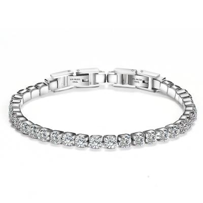 China MACTING Adjustable Detachable Zircon Bracelet Double Buckle Non-polluted Titanium Steel Zirconia Tennis Bracelet Women for sale