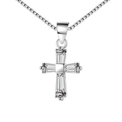 China Pendant Cross Sterling Silver Necklace Exquisite 925 Sterling Silver Ladies Fashion MACTING Cross Necklace FASHIONABLE for sale