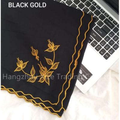 China Custom Soft Touch Feeling Premium Chiffon Scallop Embroidered Scarf with Malaysian Heavy Chiffon Hijab for sale