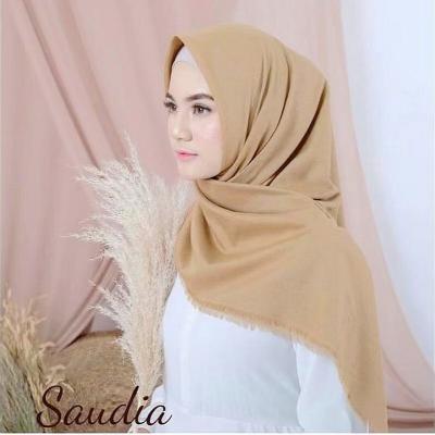 China Soft touch feeling factory wholesale women's suadia hijab scarf four-sided indonesia thread hijab 110*110CM for sale