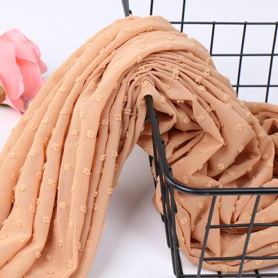 China Factory Wholesale Fashion Jacquard Small Chiffon Wool Dot Scarf Ladies Malaysia Turban Plain Scarf for sale