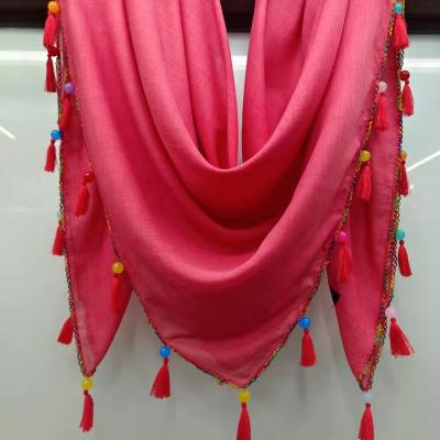 China High Quality Wholesale Popular Cotton Soft Touch Feeling Manufacturer Professional Plain Viscose Hijab Viscose Tassel Squishy Hijab for sale