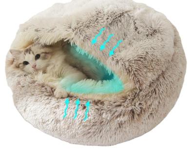 China Custom Foldable Soft Comfortable Luxury Round Lovely Round Fleece Travel Fleece Warm Pet Donut Dog Cat Bed Hamburger Shape Sleep Cushion Plush Nest Mat for sale