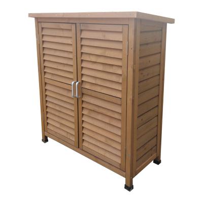 China Easily Assembled Outdoor Solid High Quality Interlocking Flat Pack Vertical Storage Shelf Garden Tool Wood Tool Throws Inflatable Log Cabins for sale