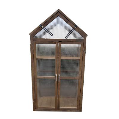 China Transparent Wooden Easily Assembled Potted Plant Garden Flower Vegetable Storage Shelves Grow Home Mini Greenhouse Growing Plants Outdoor for sale