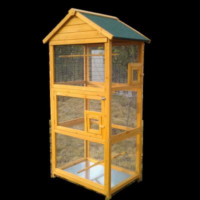 China Large Art Wood Standing Bird Cage Breathable Wooden Pet Products Large Aviary Standing Upright Play House With Bars For Budgies for sale