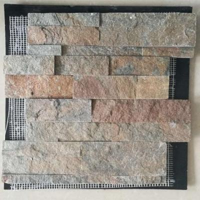 China Modern Rusty Color Stacked Natural Slate Ledge Stone Slate Culture Stone Wall Tiles for sale