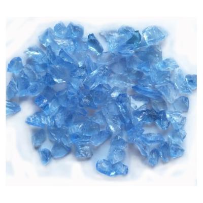 China Crushed Modern Decorative Blue Glass Gravel Broken Glass For Crafts for sale