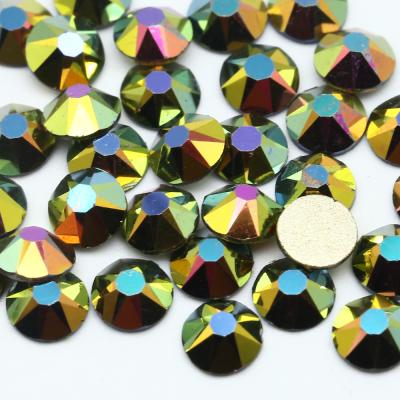 China XULIN Flatback Rainbow Rose Gold Bottom 2088 Small Star Cut 8 Big 8 Faceted Crystal Glass Fake Stone Flatback Non Hot Fix for sale