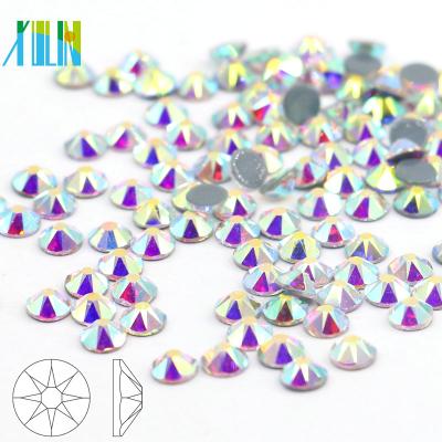 China Clear Crystal Crystal ab flat back nail art XULIN Flatback All Size Flat Back rhinestone not hot wholesale fix ab clear white color for sale