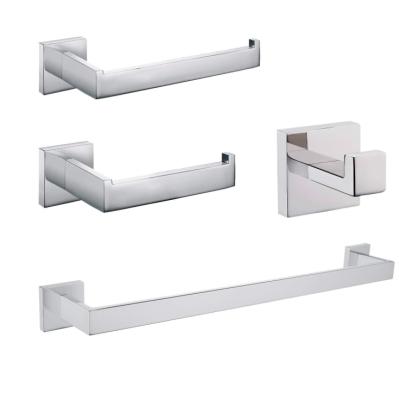 China Wenzhou factory hot sale shower room square design sus304 stainless steel 4pcs/set bathroom accessories set for sale