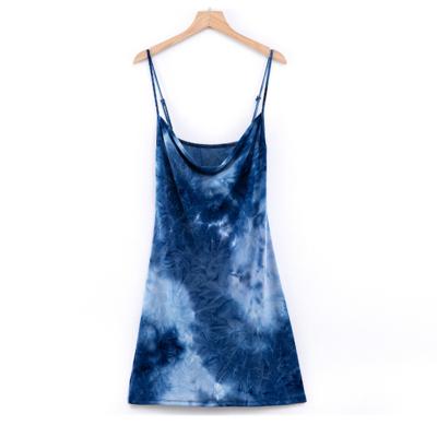 China Anti-wrinkle fashion summer slip dress tied dye beautiful fabric women dresses sexy for sale