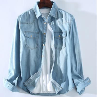 China 2022 Long Sleeve Anti-pilling Loose Denim Shirt Causal Style For Men for sale